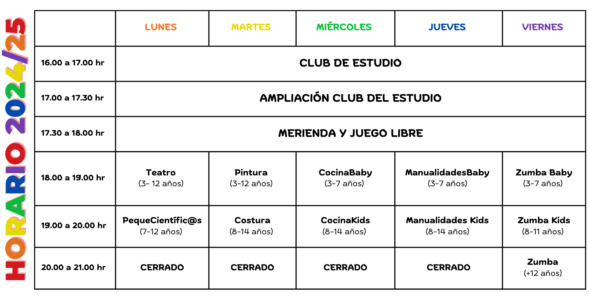 Calendario de actividades